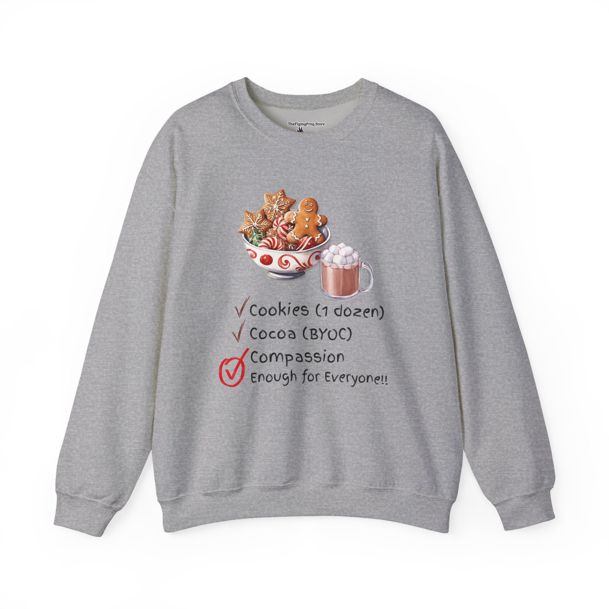 Cookies, Cocoa, Compassion Sweatshirt in Sport Gray
