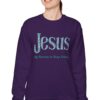 Jesus - My Reason to Keep Going Sweatshirt in Purple on female model