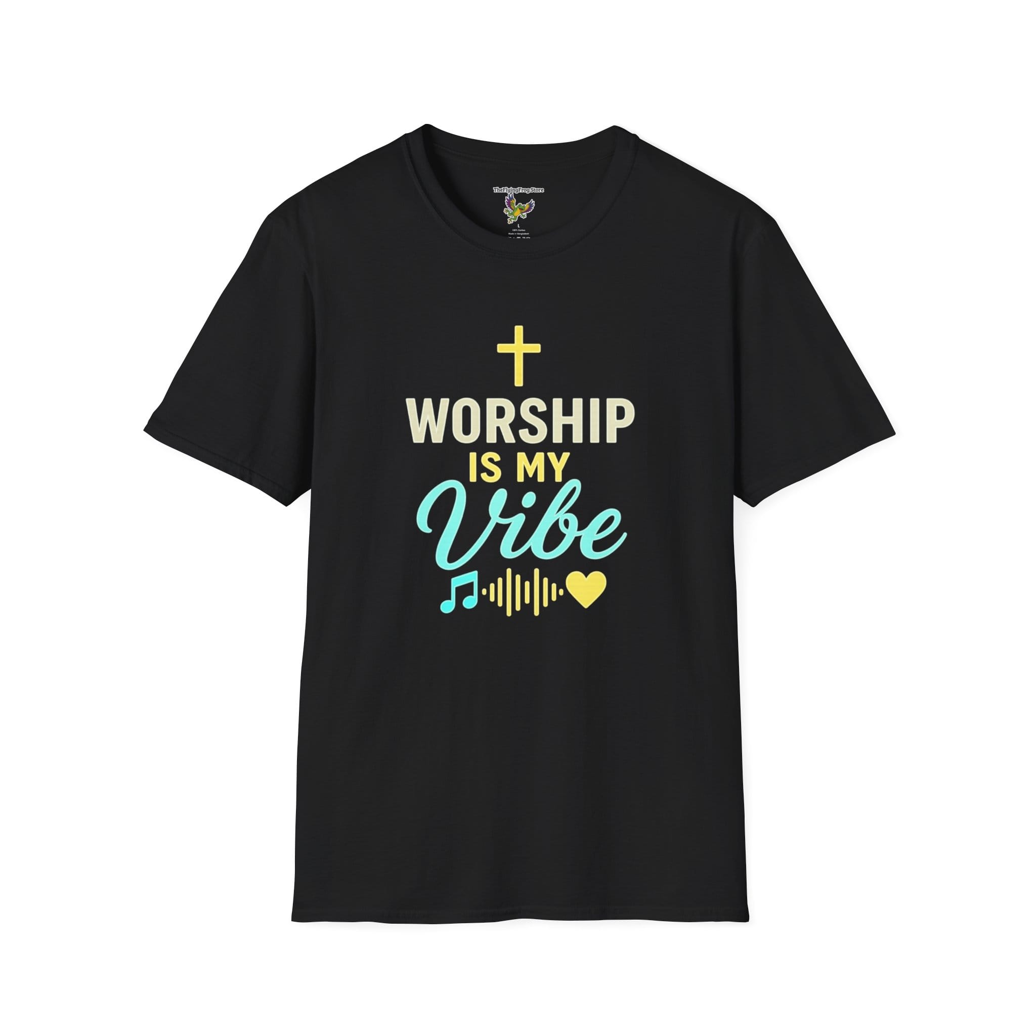 Worship Is My Vibe Short Sleeve T-shirt in Black, front view