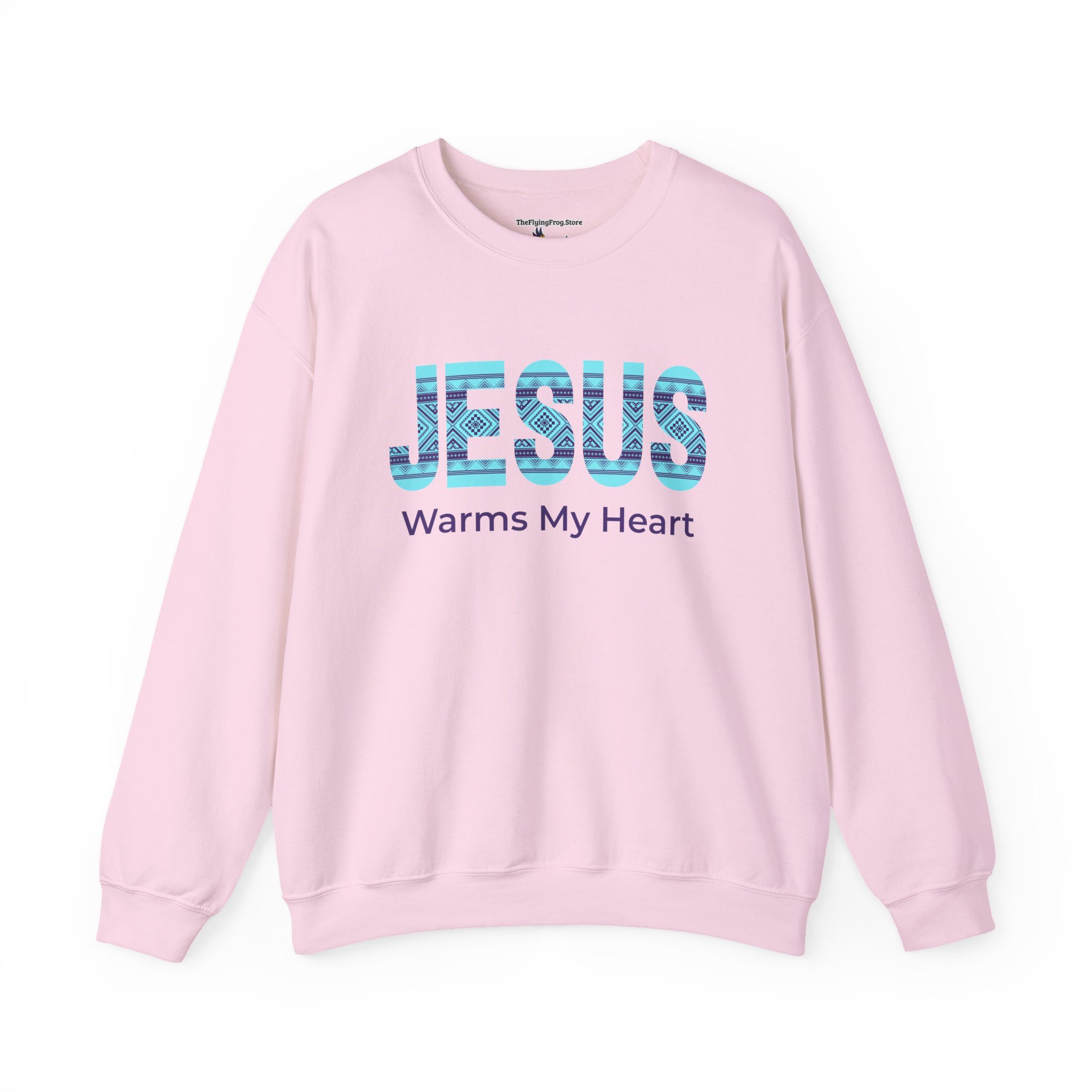 Jesus Warms My Heart Sweatshirt in Light Pink