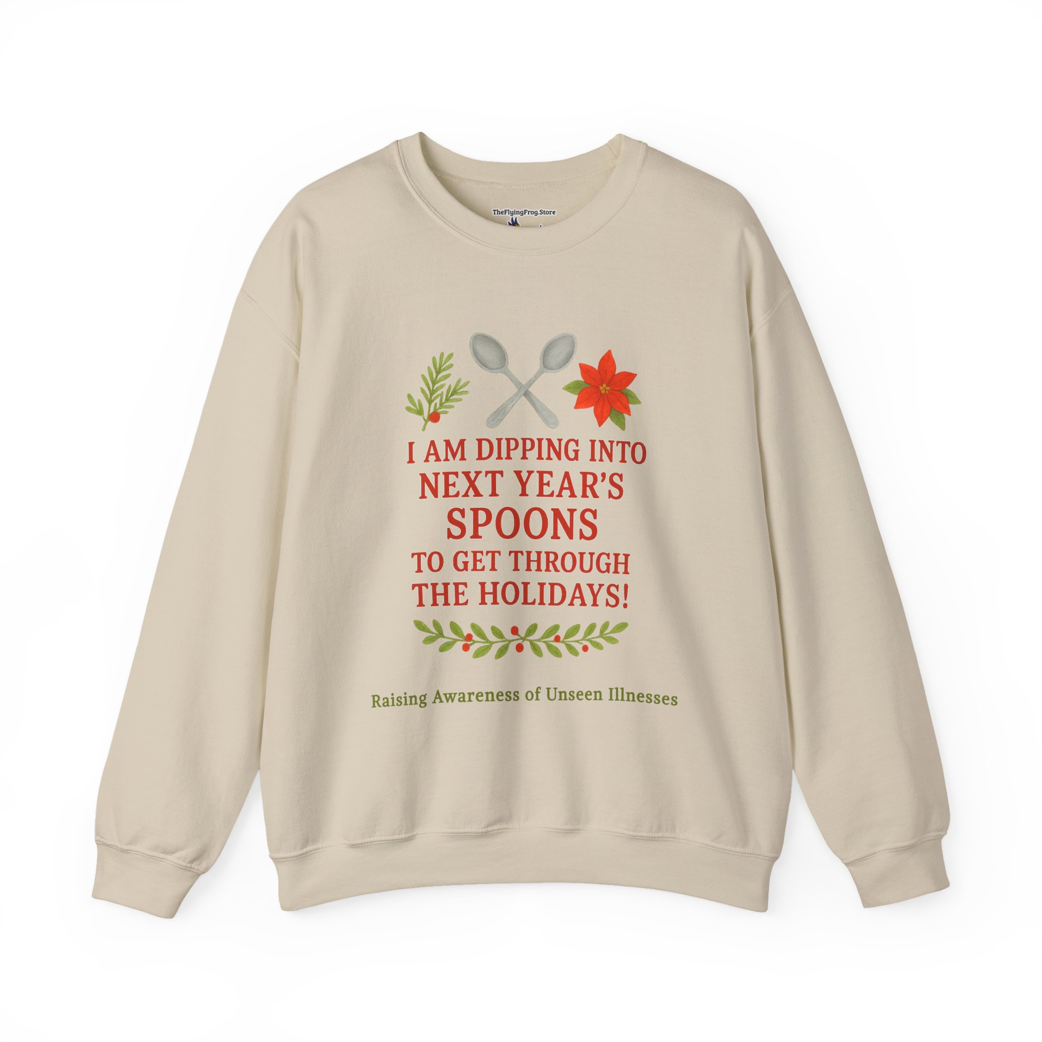 Dipping Into Next Year's Spoons Holiday Sweatshirt in Sand