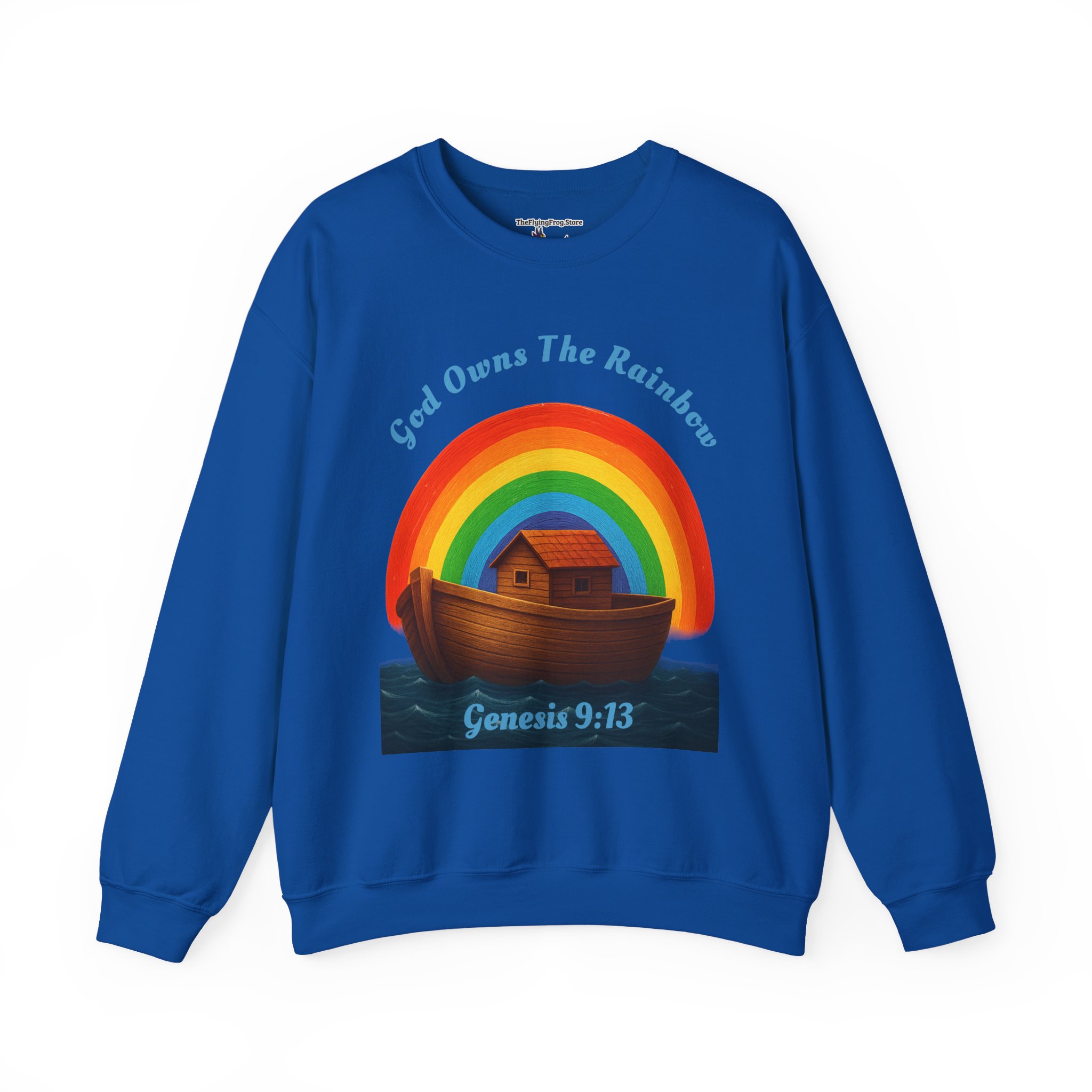 God Owns The Rainbow Noah's Ark Sweatshirt in Royal Blue