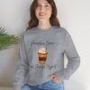 Pumpkin Spice and Pacing Myself Sweatshirt in Sport Gray on female model