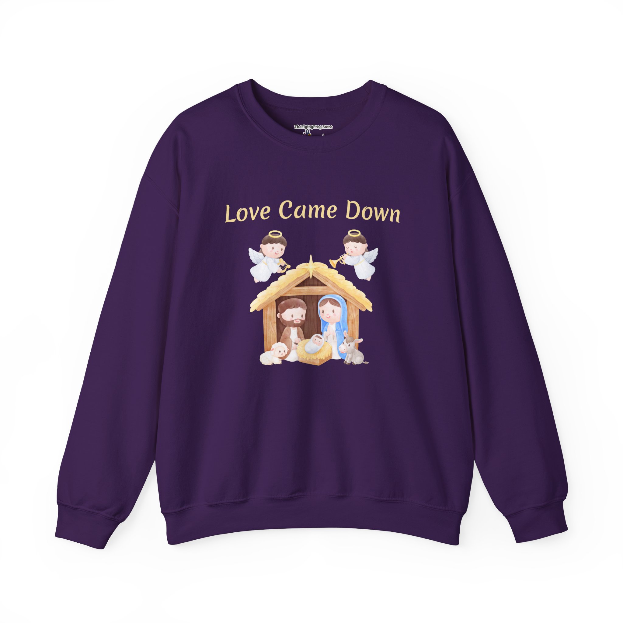 Love Came Down Nativity Sweatshirt in Purple