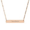 "I am a Warrior" Engraved Horizontal Bar Necklace in 18K Rose Gold PVD finish