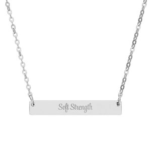 "Soft Strength" Engravable Horizontal Bar Necklace in Stainless Steel