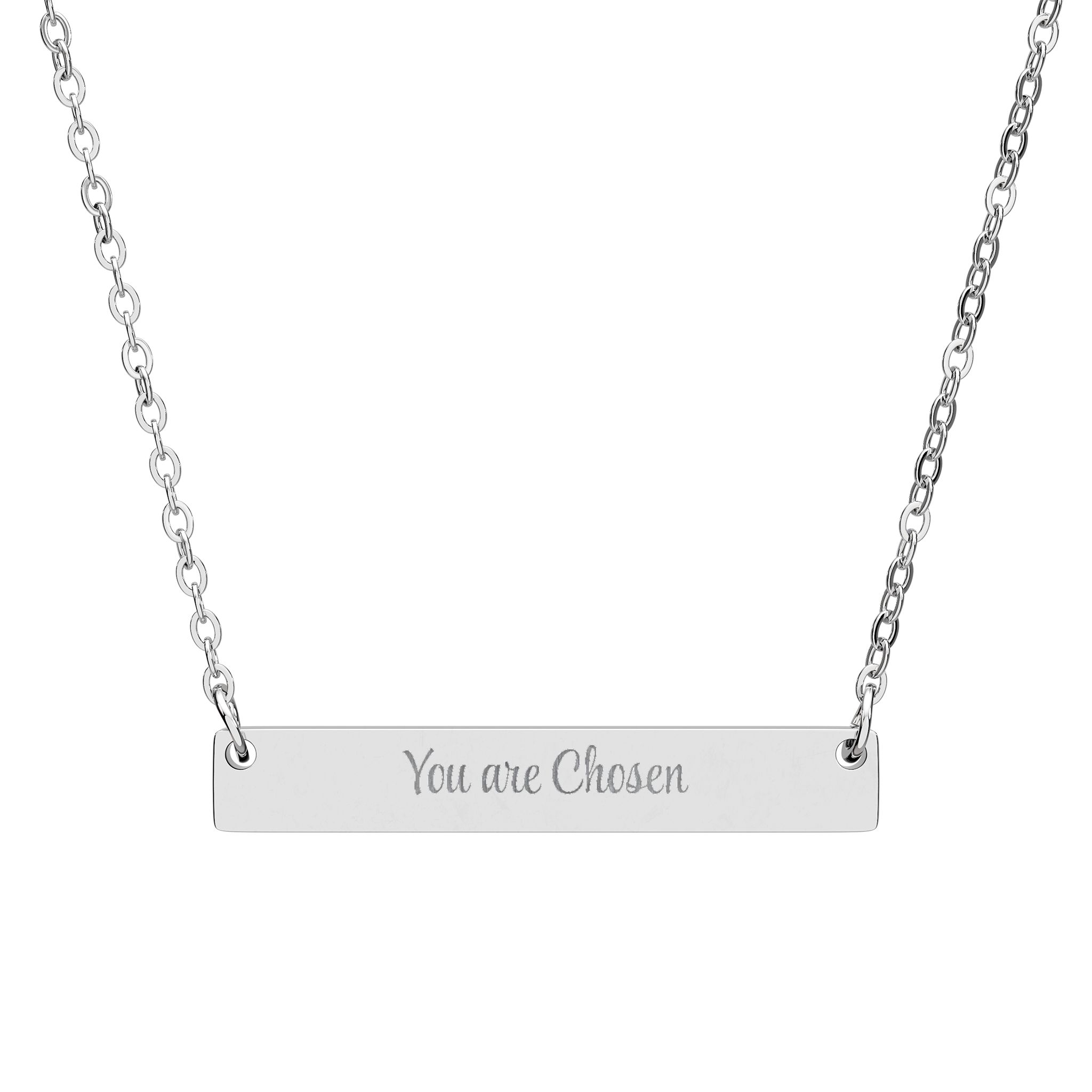 "You are Chosen" Engravable Horizontal Bar Necklace in Stainless Steel