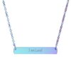 "I am Loved" Engraved Horizontal Bar Necklace in Rainbow PVD finish