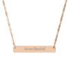 "You are Cherished" Engraved Horizontal Bar Necklace in 18K Rose Gold PVD finish