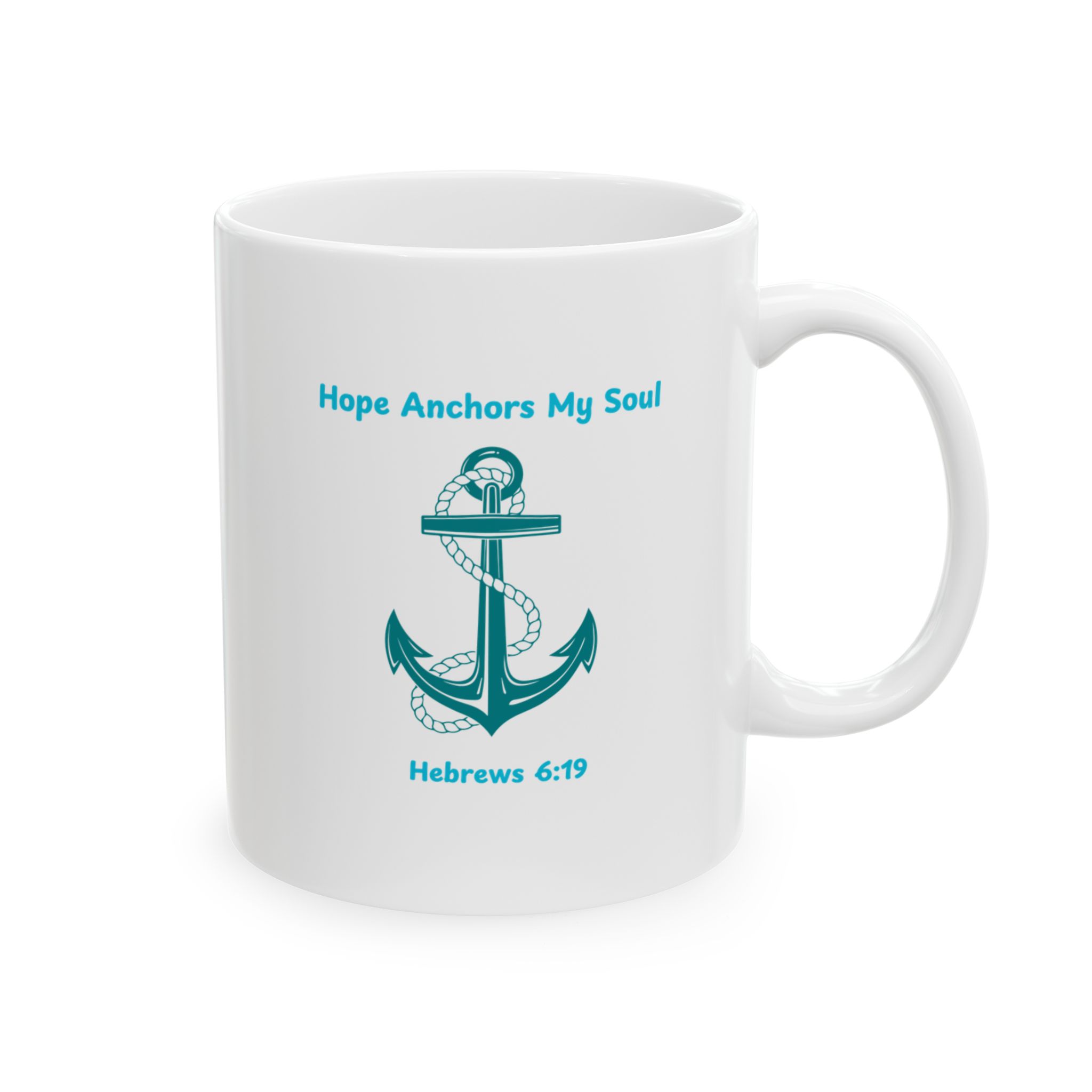 "Hope Anchors My Soul" Ceramic Mug right view