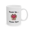 "Hands up, Hearts Open" Ceramic Mug right view