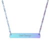 "Quiet Courage" Engravable Horizontal Bar Necklace in Rainbow PVD finish
