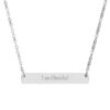 “I am Cherished” Engravable Horizontal Bar Necklace in Stainless Steel