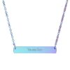 "You are Seen" Engraved Horizontal Bar Necklace in Rainbow PVD finish
