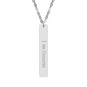 "I am Growing" Engravable Vertical Bar Necklace in Stainless Steel