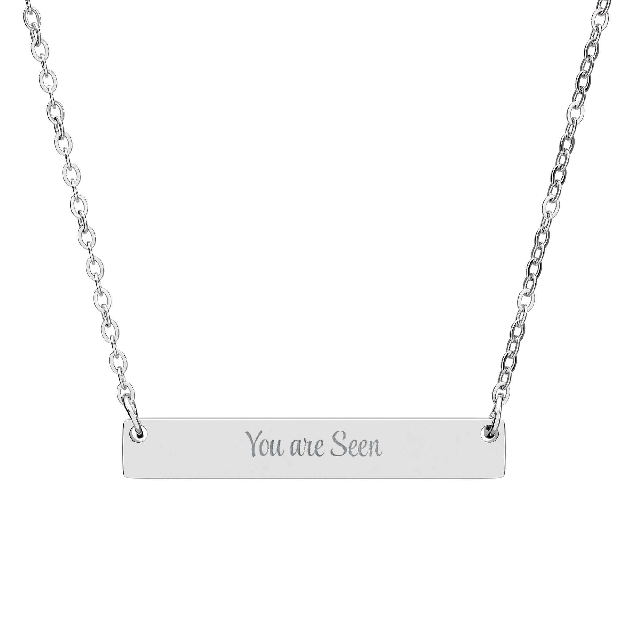 "You are Seen" Engraved Horizontal Bar Necklace in Stainless Steel