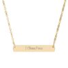 "I Choose Peace" Engravable Horizontal Bar Necklace in 18K Gold PVD finish