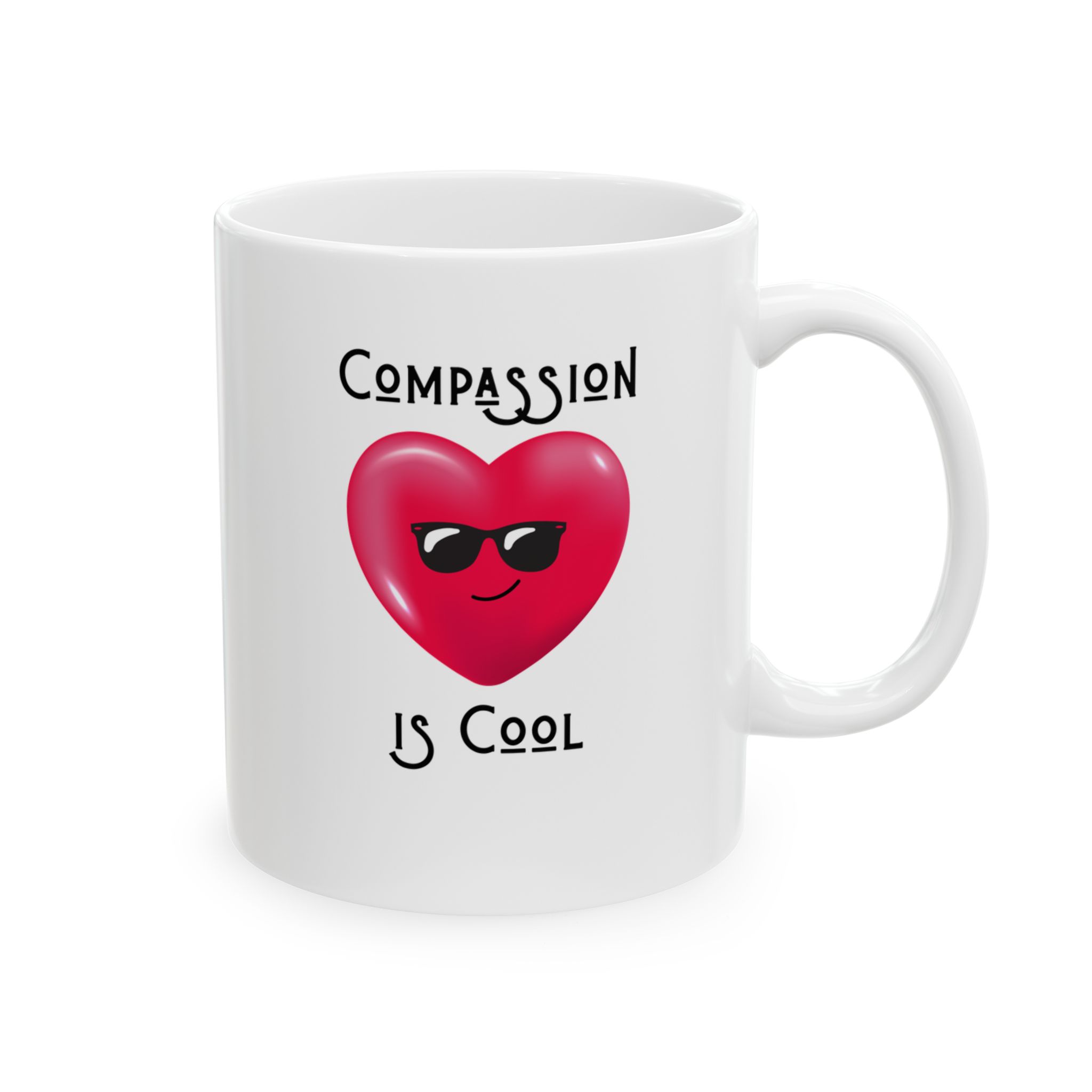 "Compassion is Cool" Ceramic Mug right view