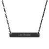 “I am Cherished” Engravable Horizontal Bar Necklace in Black PVD finish