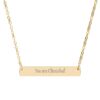 "You are Cherished" Engraved Horizontal Bar Necklace in 18K Gold PVD finish