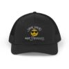 "Some Smiles Hide Struggles" Embroidered Trucker Cap in Black (both) front view
