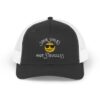 "Some Smiles Hide Struggles" Embroidered Trucker Cap in Black/White front view