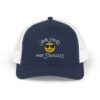 "Some Smiles Hide Struggles" Embroidered Trucker Cap in Navy/White front view