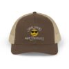 "Some Smiles Hide Struggles" Embroidered Trucker Cap in Brown/Khaki front view