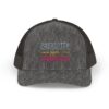 "Character Over Charm" Embroidered Trucker Cap in Dark Heather Gray (Both) front view