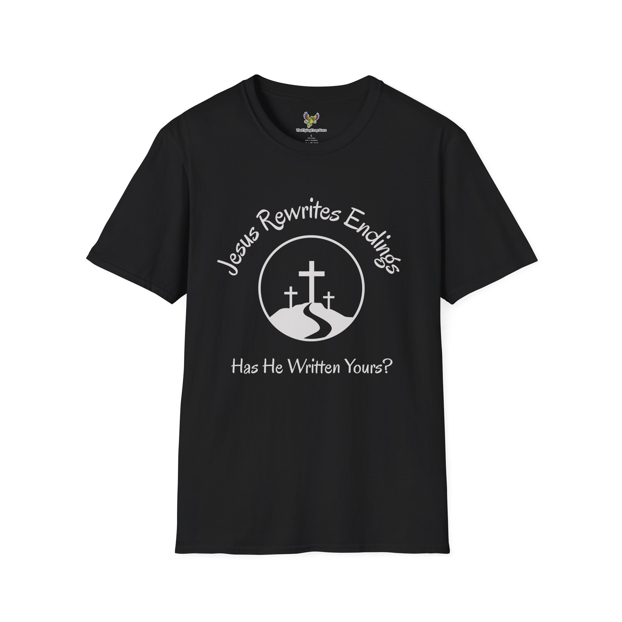 Jesus Rewrites Endings Short Sleeve Tee in Black
