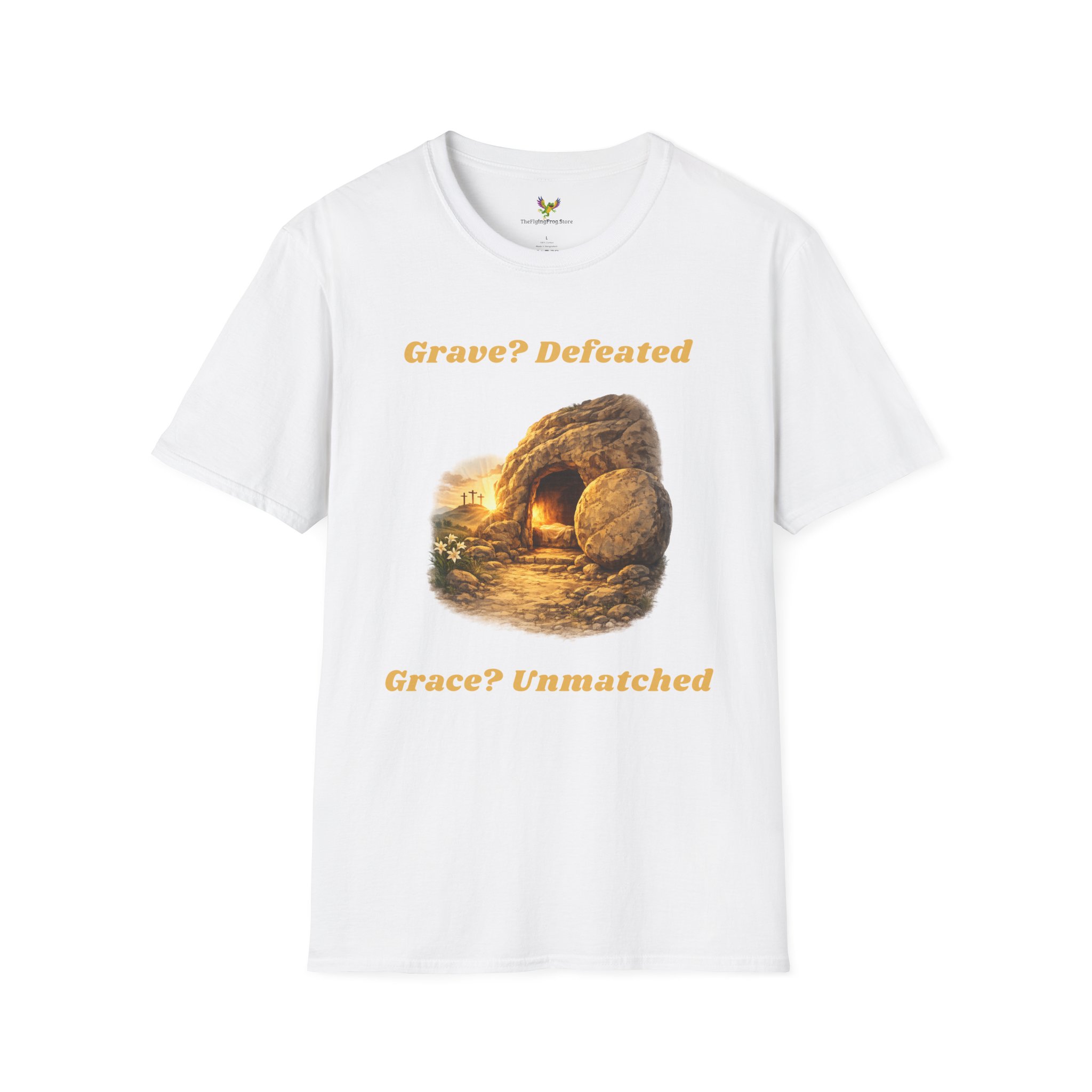 Grave? Defeated Grace? Unmatched Short Sleeve Tee in White