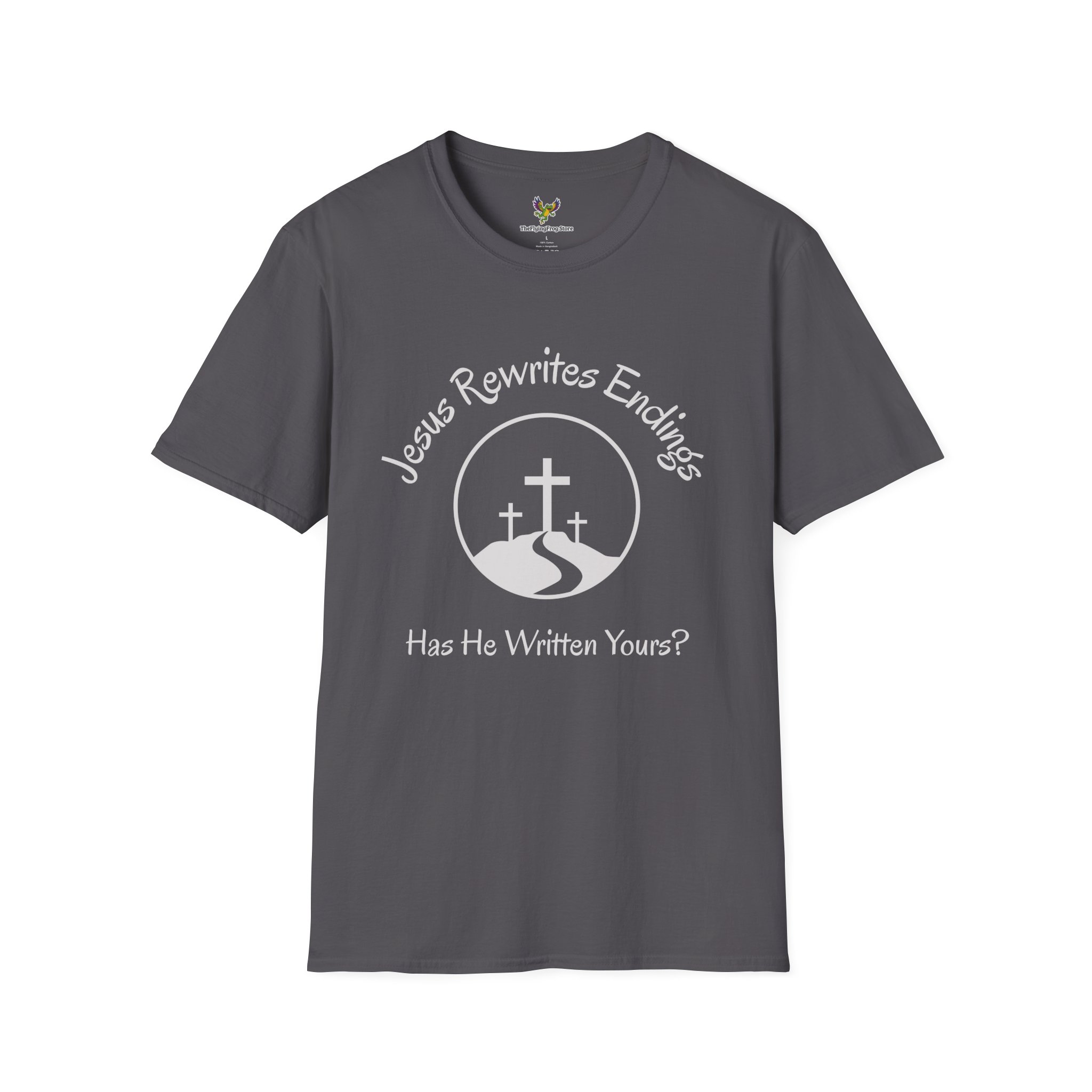 Jesus Rewrites Endings Short Sleeve Tee in Charcoal