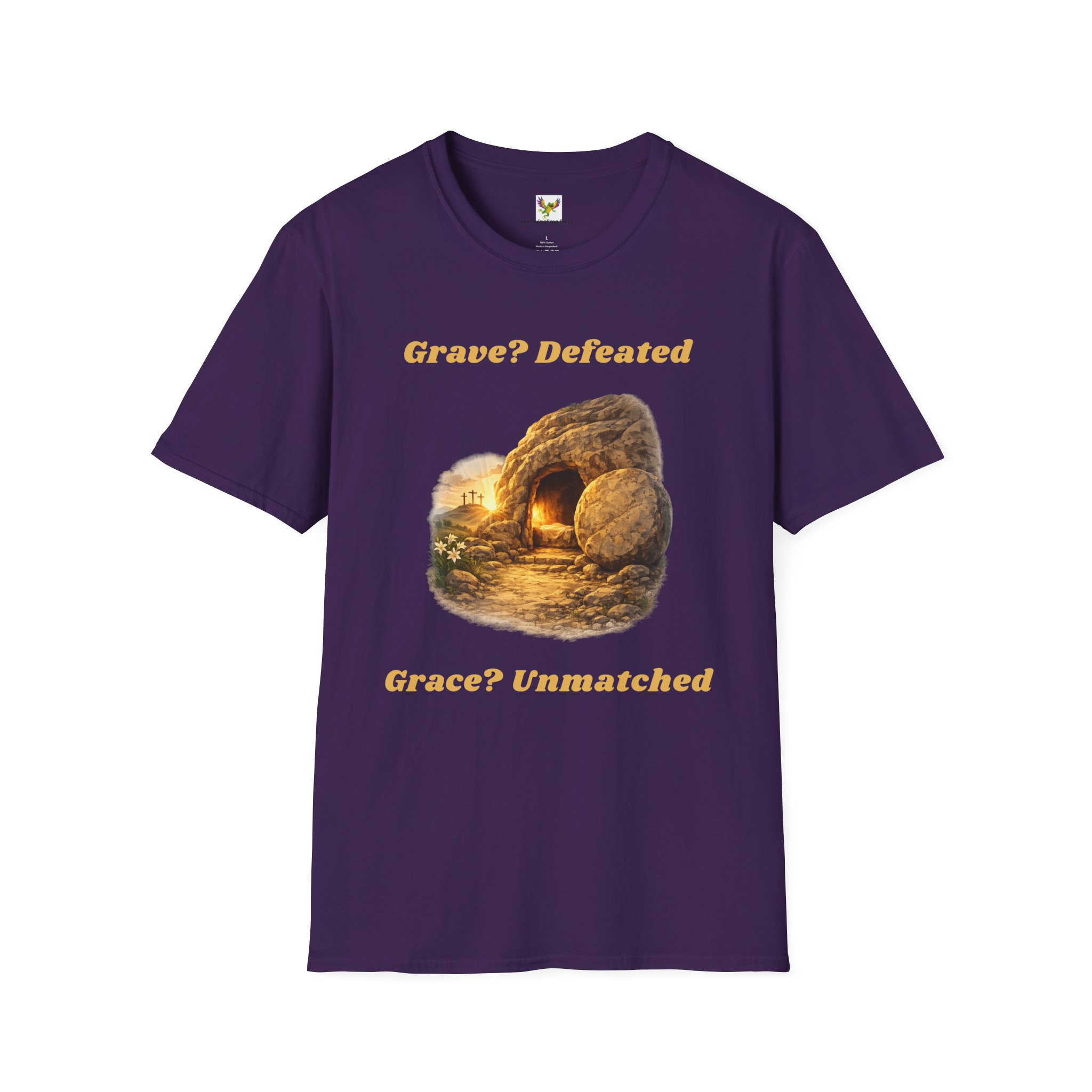 Grave? Defeated Grace? Unmatched Short Sleeve Tee in Purple