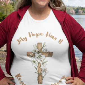 "My Hope Has A Resurrection Story" Floral Cross Short Sleeve T-Shirt