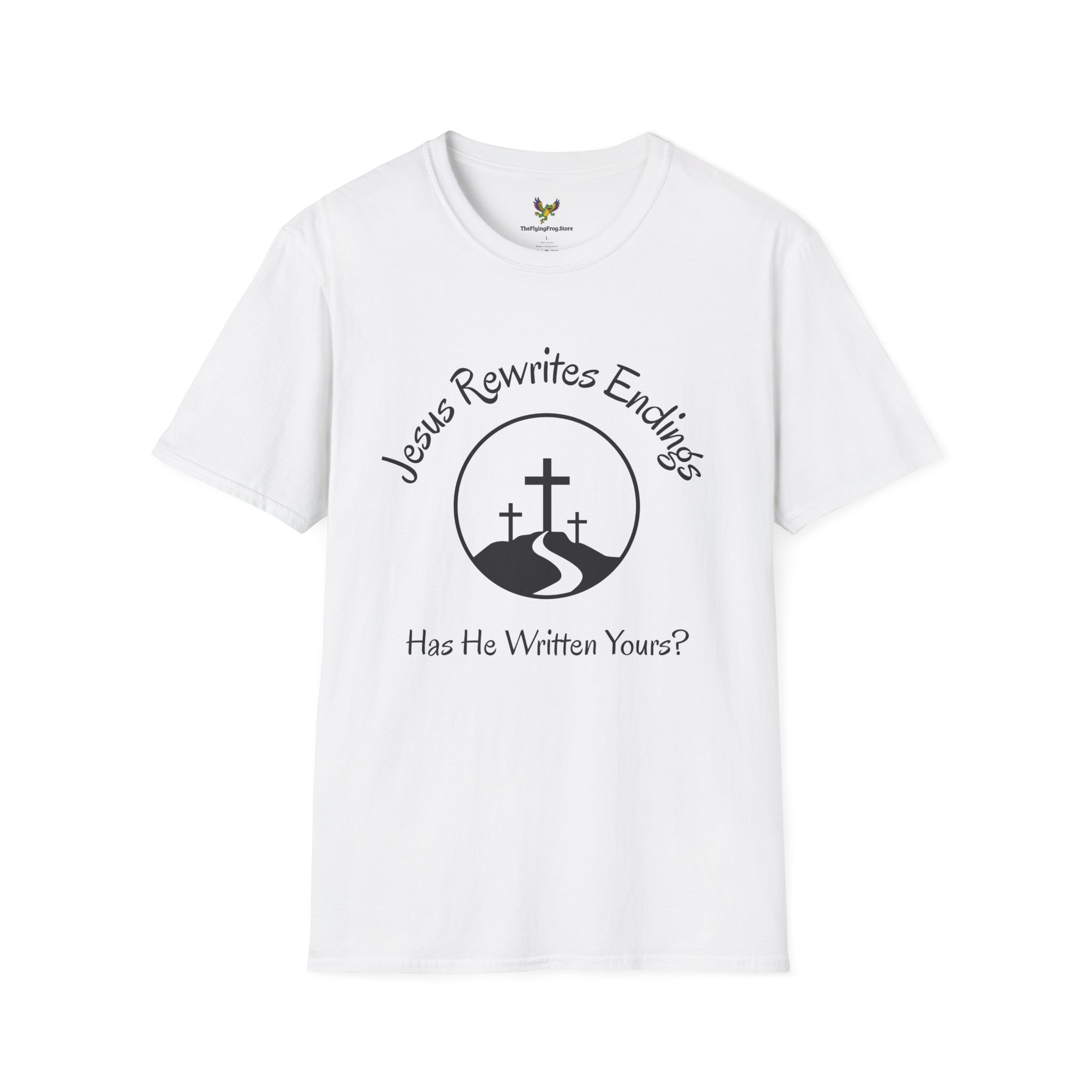 Jesus Rewrites Endings Short Sleeve Tee in White