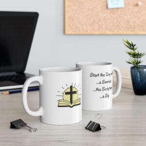 Start with Sunrise, Scripture, Sip Ceramic Mug