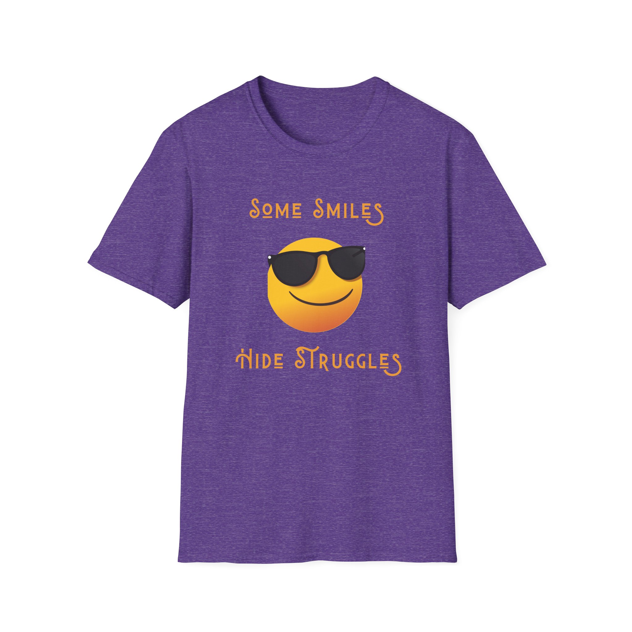 some smiles hide struggles short sleeve tee heather purple