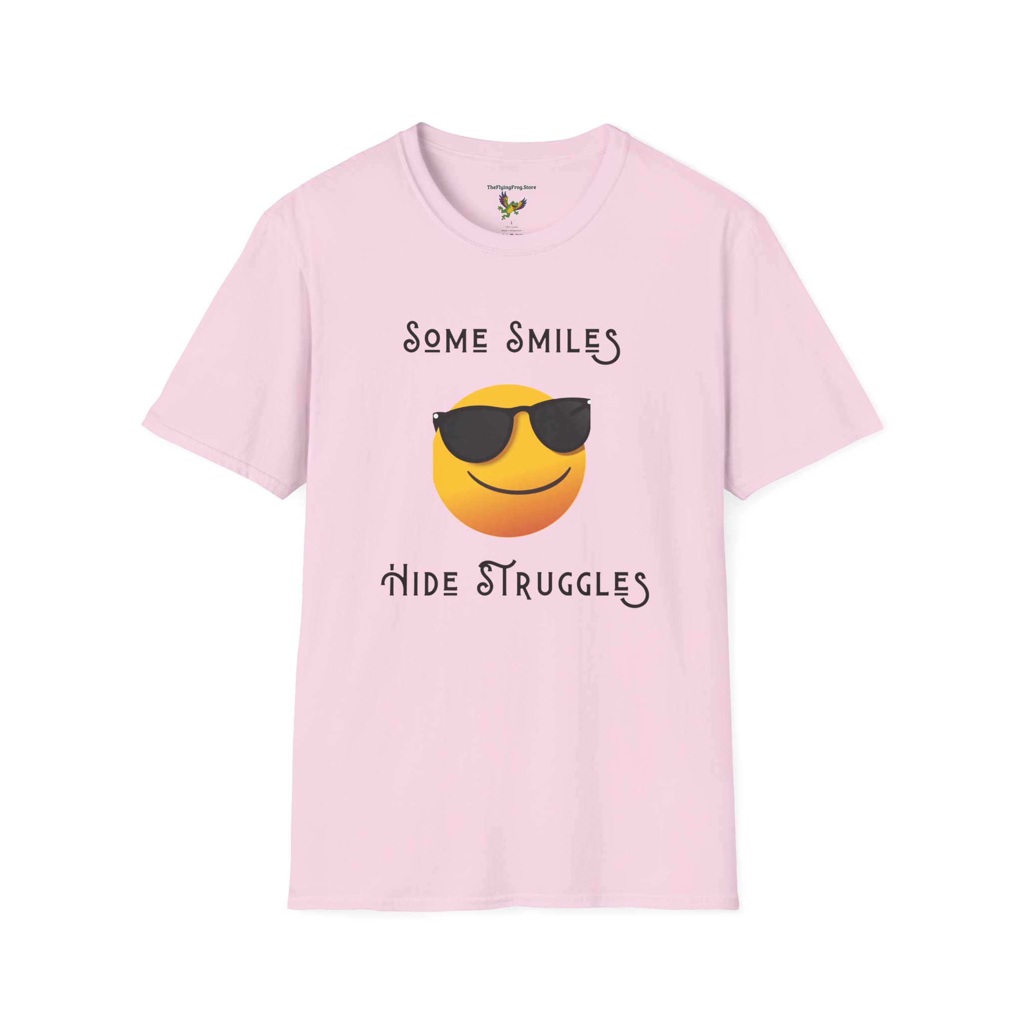some smiles hide struggles short sleeve tee light pink